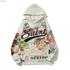 Men's All Saints Hoodies Sweatshirts Women's Saint Hip Hop Comics handmålade över hela illustrationer tryckt graffiti tröja hoodie coat 4614