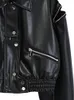Pants Lautaro Spring Short Black Blue Faux Leather Jackets för kvinnor långärmad dragkedja Runway modedesigner kläder 2022