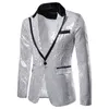 Men's Suits Sequin Blazers Party Suit Coat Men Charm Casual Performance Jacket One Button Fit Long Sleeve Night Club Tops