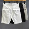 Jeans casual shorts män sommar bomullshorts elastisk midja arbete botten fast färg andas snabb torr kort homme 2022