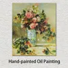 Still Life Canvas Art Roses and Jasmine in A Delft Vase Art Pierre Auguste Renoir Painting Impressionist Home Decor