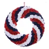 Decorative Flowers 13 Inch 4Th Of July Patriotic Wreath Red White And Blue Rose Garland Handcrafted Memorial Day Independence