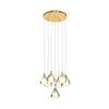 Lampes suspendues Moderne Simple Lumière De Luxe Cristal Cuivre Creative Loft Tournant Long Lustre Après Les Escaliers