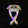 Novo chapéu de coelho em movimento de pelúcia com iluminação de LED, chapéu de coelho em movimento brilhante e com orelha em movimento para mulheres e meninas cosplay chapéu de festa de Natal 0709