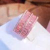 Annelli a grappolo Fashion Doppio Pink Crystal Coppia Full Diamond Ring per donne Circolo geometrico Gift Christmas Gili di gioielli all'ingrosso