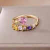 Anneaux de mariage couleur Zircon rose coeur pour femmes en acier inoxydable anneau réglable 2023 tendance esthétique bijoux cadeau