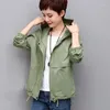 Women's Jackets 2023 Autumn Coat Hooded Jacket Female Windbreaker Long Sleeve Pocket Zipper Outerwear Plus Size 5XL E5