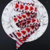 Scarves 2023 Design 120cm Heart Print Scarf Small Women Silk Brand Bag Hair Ribbons Fashion Head Long Cache Cou