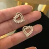 Boucles d'oreilles VSnow luxe évider amour coeur perle boucle d'oreille pour femmes Femme Vintage asymétrique strass métal bijoux