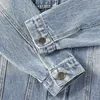 giacca di jeans da uomo giacche firmate cardigan di alta strada Cappotto di jeans moda lettera stampa coppia denim abbigliamento top a maniche lunghe con risvolto blu nero