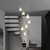 Lampes suspendues Moderne Simple Lumière De Luxe Cristal Cuivre Creative Loft Tournant Long Lustre Après Les Escaliers