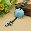 Pendant Necklaces Vintage Long Tassel Jewelry For Women Ceramic Carved Flower Beads Necklace Charm Choker Retro Accessories