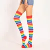 Calzini da donna 1 paio Fashion Girls Over Knee Long Strip stampato Casual Colorful Rainbow Cotton Sweet Cute Plus Size Calzino