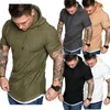 Men's Suits NO.2 A1403 Men T-Shirt 2023 Summer Slim Fitness Hooded Short-Sleeved Tees Male Camisa Masculina Sportswear