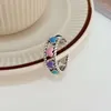 Anneaux De Mariage Romantique Coloré Amour Coeur Dripping Glaze Thai Argent Femme Bague Bijoux Pour Femmes Cadeaux De Fiançailles Pas De Fade