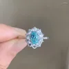 Cluster Rings Ruif srebro 925 wykwintne 3.8Ct Lab Grown Paraiba dla kobiet dziewczyn codzienne biuro impreza doniosłe okazje Fine Jewelry