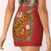 Skirts Tiger Folk Art Women's Skirt Sport Skort With Pocket Fashion Korean Style 4Xl Red Folkart Exotic