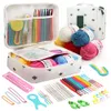 Tools 59 Piece Crochet with Yarn Set 5 Roll Assorted Yarn 52 Pcs Crochet Accessories Sets Knitting Needles Bag for More Ideal Beginner Professionals Kit