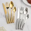 Dinnerware Sets Table Knife Stainless Steel Dessert Scoop Ceramic Handle Household Utensils For Kitchen Cutlery Meal Spoon Pizza Fork