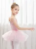 Vestido de tutu de balé de algodão para roupas de palco collant suspensório com saia de tule puff para meninas mostrar trajes de performance c22092