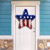 Decorative Flowers American Style Flag Pattern Hanging Wreath Star Shape Independence Day Pendant Decorations For Door Wall