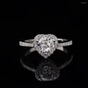 Bagues de cluster ETERNALS EARTH S925 Bague en diamant en forme de coeur Proposition de micro-ensemble ouvert pour femmes