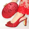 Dress Shoes Decoration With Rhinestone High Heels 9CM And Bags Set African Style Classics Woman Bag For Wedding Party