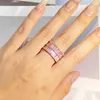 Annelli a grappolo Fashion Doppio Pink Crystal Coppia Full Diamond Ring per donne Circolo geometrico Gift Christmas Gili di gioielli all'ingrosso