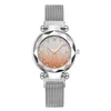 Montres-bracelets de luxe dames montre à Quartz pour femmes élégant ciel étoilé lumineux montres magnétique argent ceinture femme montre-bracelet