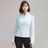 Ll-085 Women Slim Fit Full Zip Athletic Zdefiniuj sportową kurtkę z długim rękawem z kieszeniami i otworami na kciuki Lekka bieżnia Gym Yoga