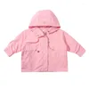 Vestes petites filles vêtements automne manteau enfants coréen longue veste décontractée solide taille fermeture à capuche enfants mode