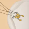 2pcs / set Mignon Jaune Rouge Renard Animal Pendentifs Designer Collier pour Enfants Argent Plaqué Lien Chaîne Ras Du Cou Alliage BFF Meilleur Ami Colliers Mode Bijoux Cadeau