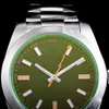 Hoogwaardige heren 3131 automatisch mechanisch horloge 40 mm roestvrij staal 116400 Eclairage blauwe wijzerplaat groen glas horloge originele doos