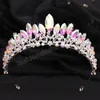 6 farben Koreanische AB Kristall Tiara Krone Frauen Hochzeit Party Luxus Neue Koreanische Elegante Braut Haar Kleid Zubehör