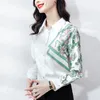 Long Sleeve Runway Shirt 2023 Luxury Designer Satin Printed Turn-Down Collar Women's Silk Blouse Casual Spring Autumn Winter 333E