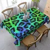 Table Cloth Blue Green Leopard Animal Tablecloth Print Picnic Polyester Cover Vintage Protection Custom