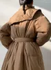 Trenchcoats voor dames CamKemsey Stijlvol Matroos Opstaande kraag Winter Volledige mouw Dubbele rij knopen Witte eendendons Gewatteerd Slanke taille Lang