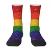 Meias masculinas estampadas divertidas com bandeira do orgulho de urso gay para mulheres masculinas elásticas verão outono inverno LGBT GLBT Crew