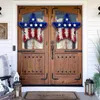 Decorative Flowers American Style Flag Pattern Hanging Wreath Star Shape Independence Day Pendant Decorations For Door Wall