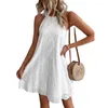 Casual Dresses Women's Mini Dress 2023 Summer Loose O Neck Sleeveless A-line Female Fashion Holiday Beach Party Vestidos