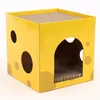 Cat House Cat Scratcher Casa di cartone Gatto ondulato Scratcher Box House per gatto al coperto Macina artigli e gioca con Scratch Box