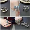 Cluster Rings Bohemian Elephants Ring Retro Moon Arrow Blue Stone Lucky Stackable Midi Set For Women Party Gifts 6pcs/set