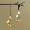 Keychains Retro Chinese Style Glazed Persimmon For Keychain Women Good Luck Cellphone Car Key Pendant Exquisite Accessories Gift Wholesale