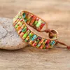 Braccialetti con ciondoli Naturale 4 13 Perline imperiali cilindriche Multi colore Chakra Bracciale Gioielli Fatti a mano Pietra Regali avvolgenti in pelle