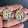 Hänge Halsband 10 st/lot CZ sten religiösa medaljer Guadalupe Jungfru Maria berlocker för smyckestillverkning