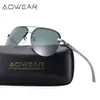 Sunglasses AOWEAR Classic Retro Aviation Polarized Men Aluminum Vintage Rimless Sun Glasses Brand Designer Pilot Goggles Eyewear 230707