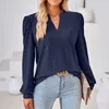 女性用 Tシャツ 長袖シャツ ファッション V 襟トップス ソリッドカラー カジュアル サイズ S ジュニア用 フィットキャミソール