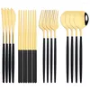 Dinnerware Sets 16Pcs Chopsticks Knife Fork Spoon Cutlery Set Green Gold Luxury Stainless Steel Flatware Korean Tableware