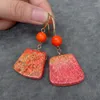 Dangle Oorbellen YYGEM 27x26mm Oranje Kleur Trapezium Vorm Zee Sediment Jasper Drop Vergulde Haak