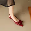 Sandalen Phoentin Sexy Lackleder Spitz Zehen Slingbacks Sommer Low-Heels Pumps Damen Kleid Party Schuhe Plus Größe 42 FT2671